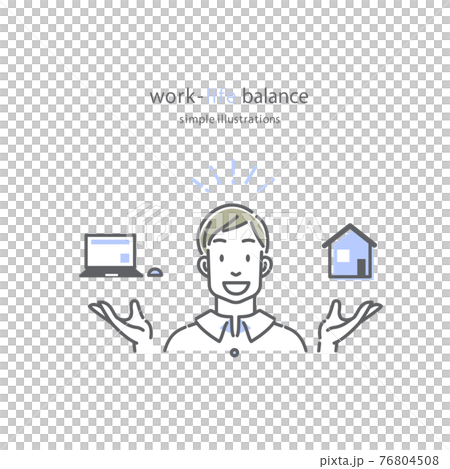 工作生活平衡男性簡約時尚線描插畫素材 工作生活平衡男性簡約時尚線描插畫素材 76804508