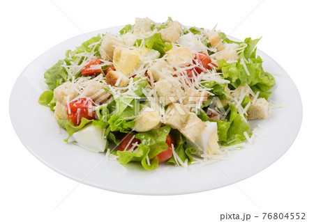 Greek salad, lightweight, for a fitness menu, on a plate, isolate Greek salad, lightweight, for a fitness menu, on a plate, isolate 76804552