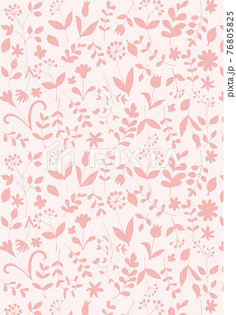 北欧風 植物シルエット ピンク パターン 柄大きめ 縦のイラスト素材
