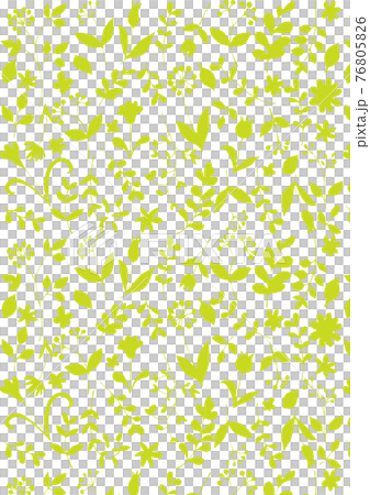 斯堪的納維亞風格植物剪影（黃綠色）圖案大圖案垂直 76805826