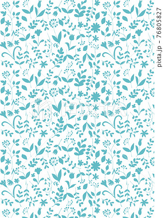 北欧風 植物シルエット(ブルーグリーン)パターン 縦 北欧風 植物シルエット(ブルーグリーン)パターン 縦 76805827