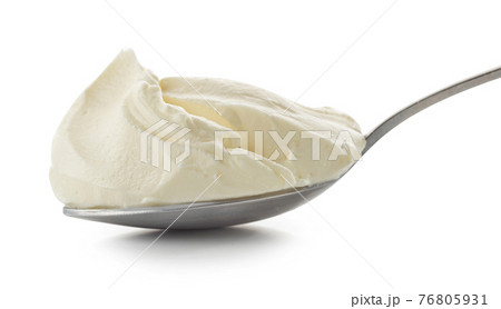 spoon of cream cheese spoon of cream cheese 76805931