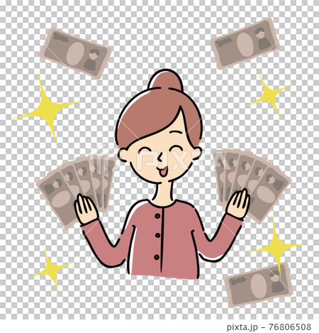 お金と女性のイラスト 76806508