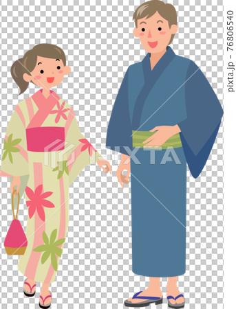 浴衣を着た若いカップル 76806540
