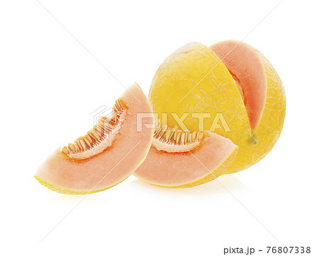 Rip cantaloupe isolated on white background 76807338