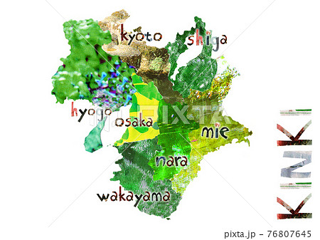 近畿地区の地図のイラスト素材