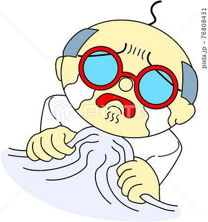 泣きながらしがみつく中年男性のイラスト素材