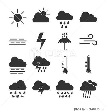 Weather icon set. Vector illustration, flat design. Weather icon set. Vector illustration, flat design. 76809468