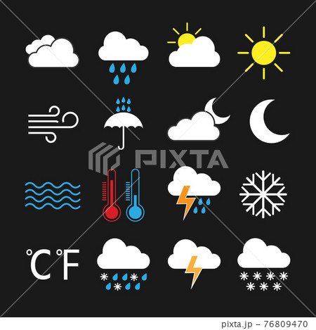 Weather icon set. Vector illustration, flat design. 76809470