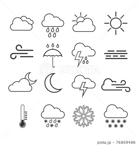 Weather icon set. Vector illustration, flat design. 76809486