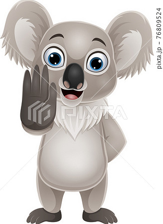 Cartoon Funny Koala Showing Stop Gestureのイラスト素材