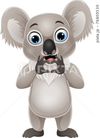 Cartoon little koala making hand heart gesture 76809530