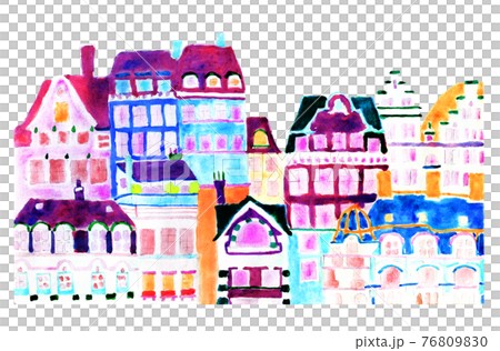 Overseas cityscape drawn in watercolor 76809830