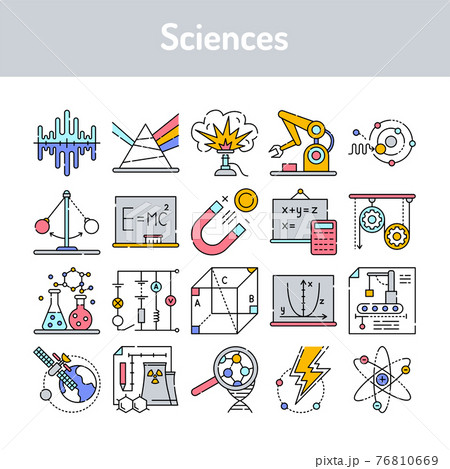 Sciences color line icons set. Signs for web page, mobile app, button, logo. 76810669