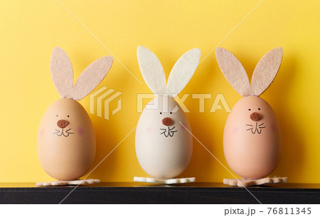 three bunny shaped easter eggs three bunny shaped easter eggs 76811345