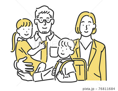 共働きの子育て世帯家族のイメージイラスト素材 76811684