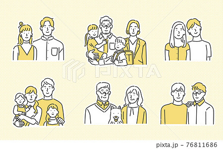 さまざまな家族の形のイメージイラスト素材 76811686
