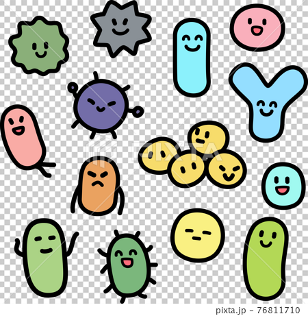 Bacteria Bacterial Character Illustration Set Stock Illustration