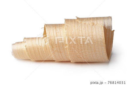 Wood shavings isolated on white background 76814031