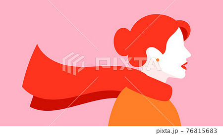 Abstract art poster with silhouette of woman in scarf. 76815683