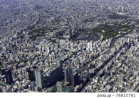 秋葉原駅上空から上野公園方向を空撮 秋葉原駅上空から上野公園方向を空撮 76815781