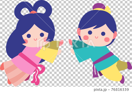 Orihime and Hikoboshi meet in Tanabata 76816339