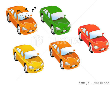 クルマ セダン 5種 カオのイラスト素材 クルマ セダン 5種 カオのイラスト素材