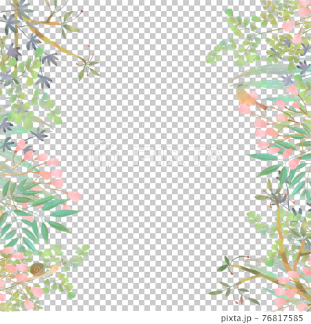 斯堪的納維亞時尚植物和鳥類與柔和的色彩白色背景框架矢量插圖素材 76817585