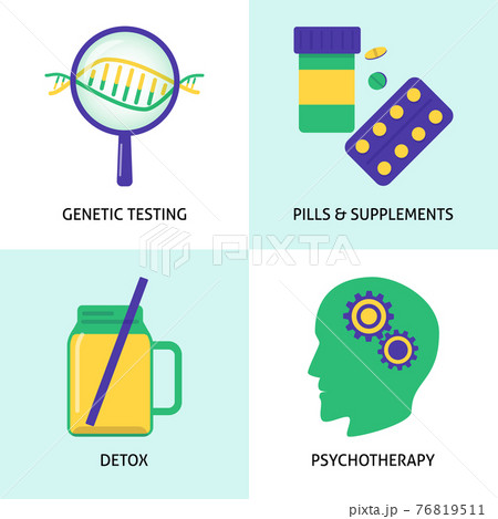 Biohacking concept icons set in flat style Biohacking concept icons set in flat style 76819511