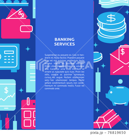 Banking services poster in flat style with text 76819650