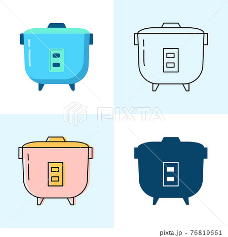Rice cooker icon set in flat and line styles 76819661