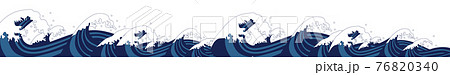 日本海の荒波をイメージするフッターイラスト 76820340