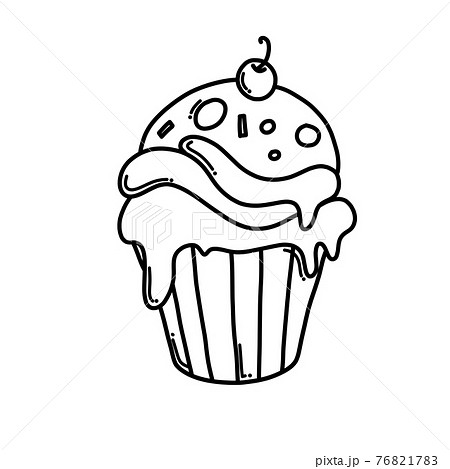 Cup Cake Doodle Vector Icon Drawing Sketch のイラスト素材 7617