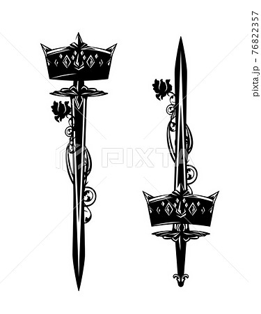 Ornate Crowns Pierced By Sword Vintage Stock Vector Royalty Free  698489716  Shutterstock