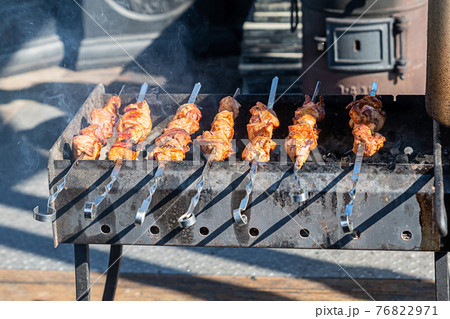shish kebab on a skewer grilled, picnic outdoor recreation 76822971