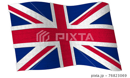 風になびくイギリス国旗 ユニオンジャックのイラスト素材