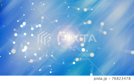 Blue wandering lights with beautiful bokeh effect, 3d render romantic background, computer generated 76823478
