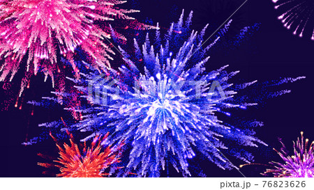 Beautiful abstract salutes are in dark space, 3d render, computer generated festival background 76823626