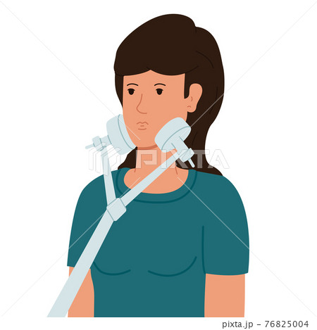 Woman on UHF therapy of salivary glands. Medical vector illustration. Woman on UHF therapy of salivary glands. Medical vector illustration. 76825004