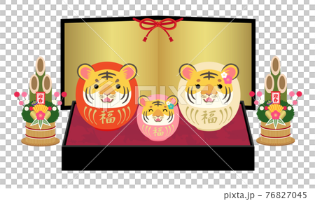 2022年虎年虎達摩母子座台金屏風 2022年虎年虎達摩母子座台金屏風 76827045