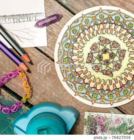 Zendala. Mandala. Flat lay Zendala. Mandala. Flat lay 76827056