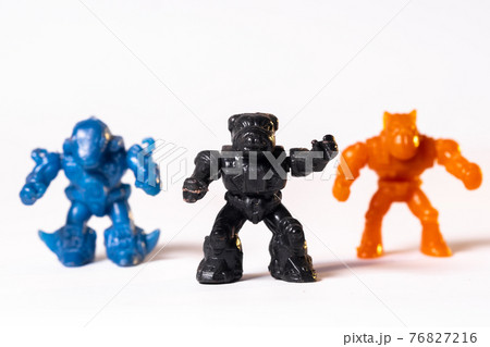 Vintage robot toys isolated on white background 76827216