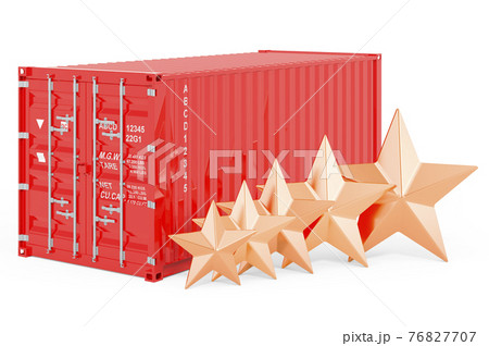 Cargo container with five golden stars, 3D rendering 76827707