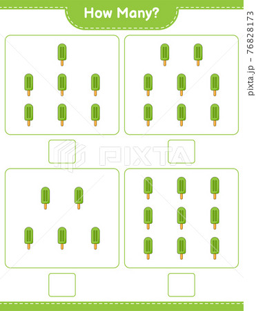 Counting game, how many Ice Cream. Educational children game, printable worksheet, vector illustration 76828173