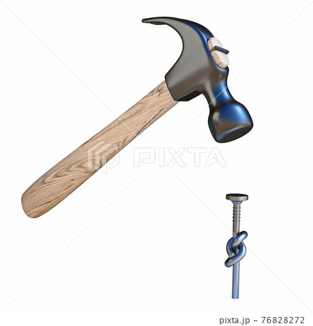Hammer trying to drive knotted nail 3D 76828272