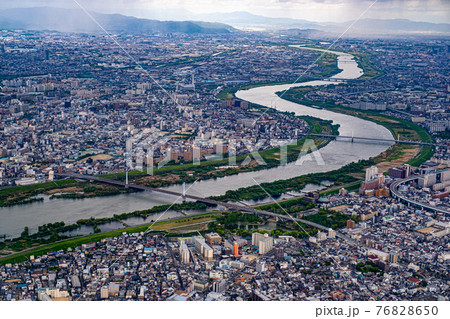 上空から見た淀川 76828650