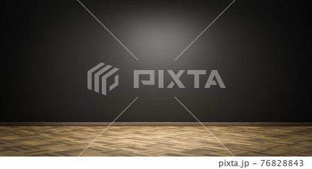 Empty dark wall vintage room interior for design, black wall and wooden floor 3d render illustration Empty dark wall vintage room interior for design, black wall and wooden floor 3d render illustration 76828843