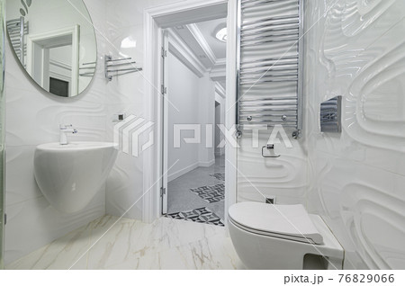 Modern luxury white and chrome bathroom Modern luxury white and chrome bathroom 76829066