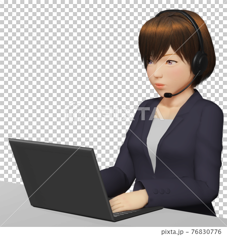 ノートパソコンでテレワークするビジネスウーマン 76830776