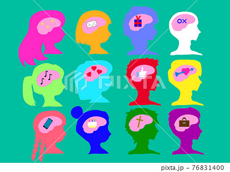 考えるフレーム　右横向き人物セット 76831400